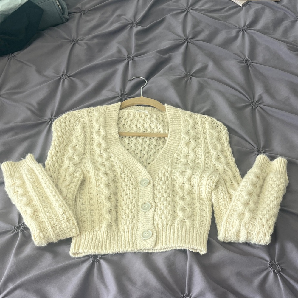 Wilfred Cream Cable Knit Cardigan Size S